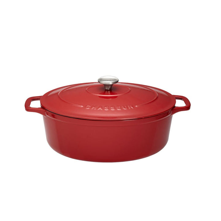 Cocotte ovale 31 cm chasseur rouge uni interieur sable - Beautiful Moment the shop