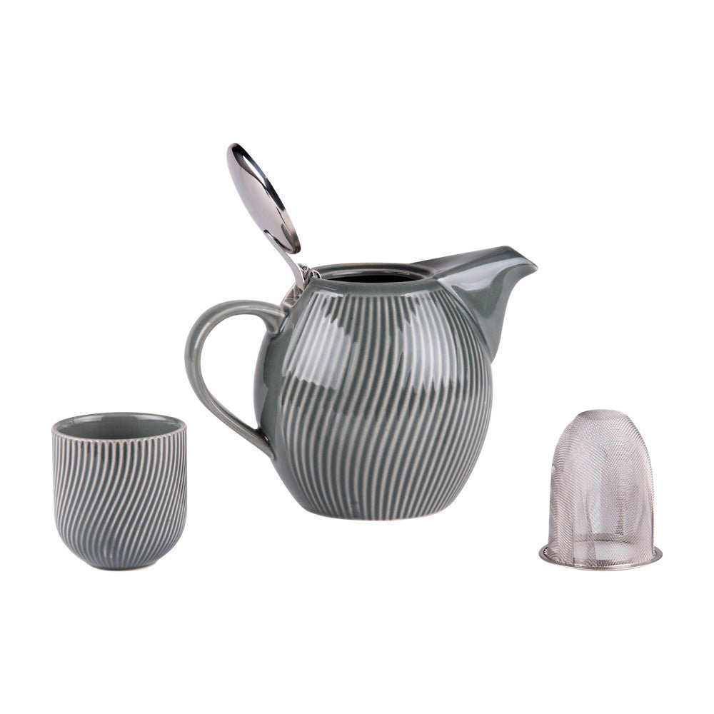 COFFRET THEIERE 0,9L+ 4 GOBELET MAO GRIS - Beautiful Moment the shop